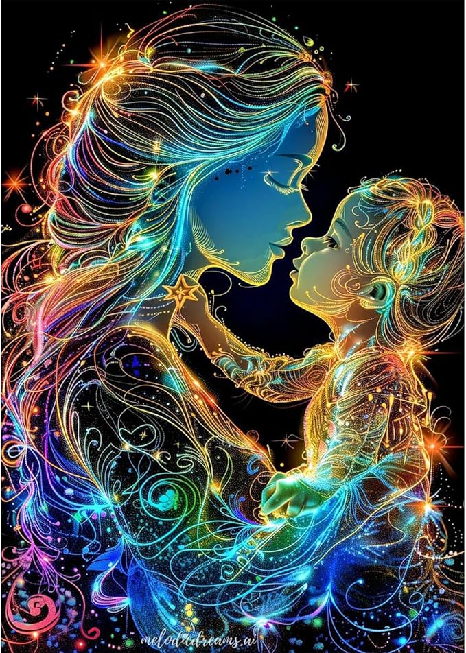 SENQAO Mother's Day Diamond Painting Kits for Adults, Mother and Child Diamond Art Kits for Adults Beginner, DIY Full Drill Diamond Dot Gem Painting for Home Wall Decor 12x16inch