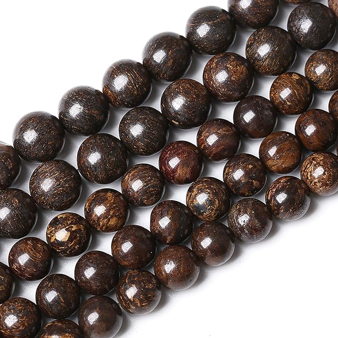 74pcs 10mm Natural Stone Beads Brown Bronzite Gemstone Round Loose Beads for Jewelry Making DIY Bracelet Necklace 32" 2 Strands