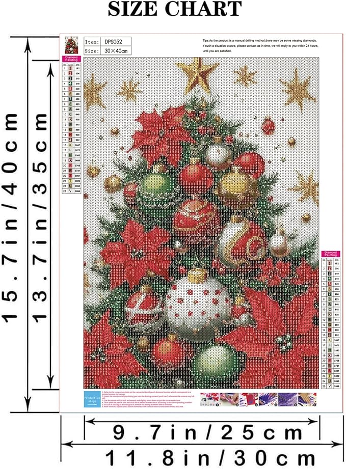 Semneroy Christmas 5D Diamond Painting Kits for Adult,Xmas Tree Diamond Art Kits for Beginners,DIY Full Drill Winter Holiday Rhinestone Diamond Dots Gem Painting Art Craft Home Decor 12 x16 Inch