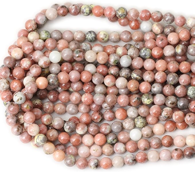 cheavian 45pcs 8mm natural plum blossom stone gemstone round loose beads for diy bracelet necklace earrings jewelry making 1 string 15 inches