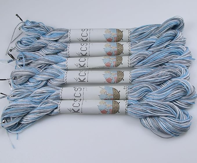 KCS Big skeins of 25 Meters Size 25 Color Variegated Cross Stitch Stranded Threads,6 skeins,4010
