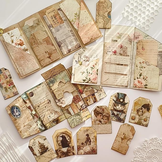 Junk Journal Supplies, Vintage Decorative Scrapbook Supplies for Junk Journal Card Making Picture Art Collage DIY