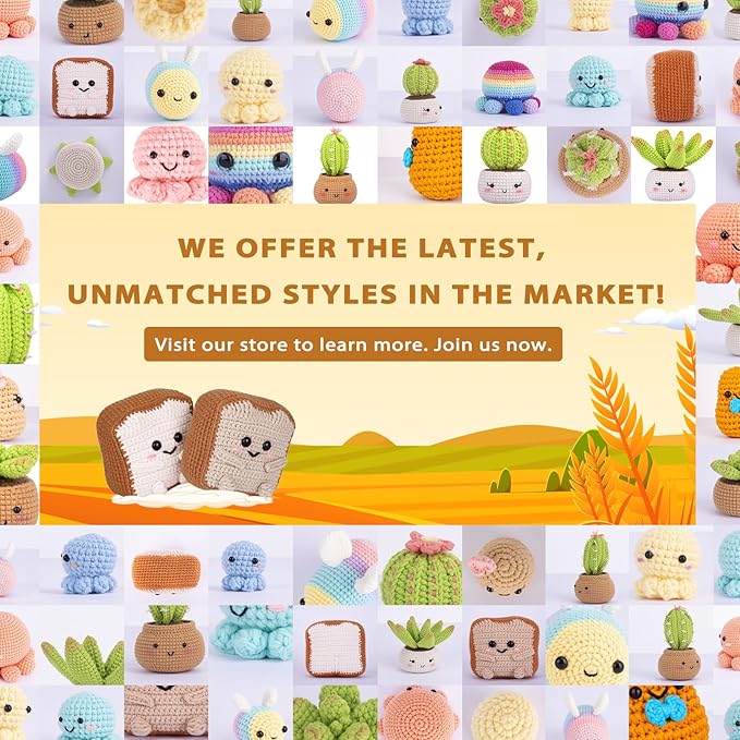 Crochetta Crochet Kit for Beginners, Amigurumi Crocheting Animals Kits w Step-by-Step Video Tutorials, Knitting Starter Pack for Adults and Kids, Jumbo 2 Breads Familly (40%+ Yarn Content)