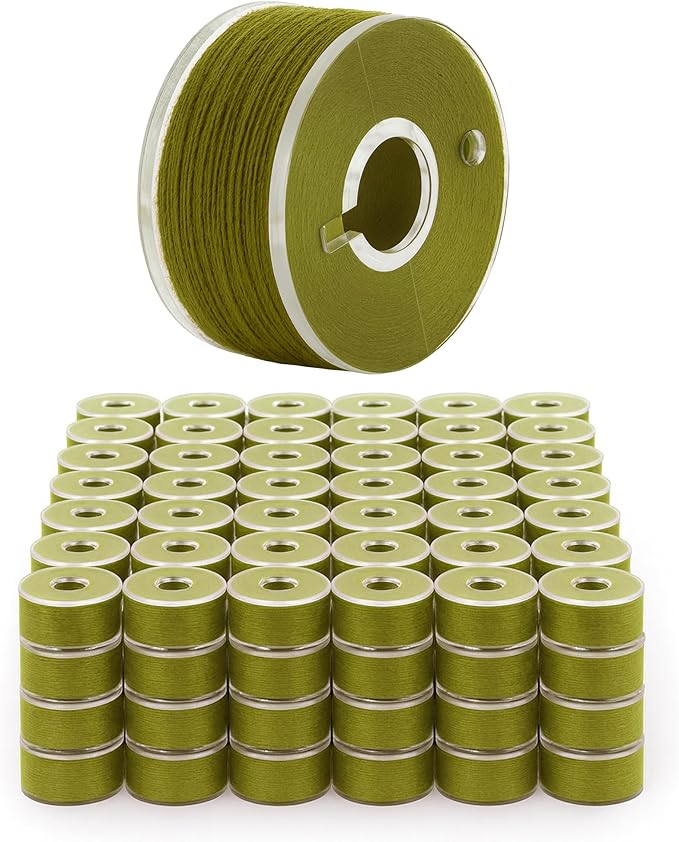 Mandala Crafts 144 Olive Green SA156 Prewound Bobbins for Singer Sewing Machine -15J SA156 Prefilled Bobbin Thread for Brother Sewing Machine and Embroidery