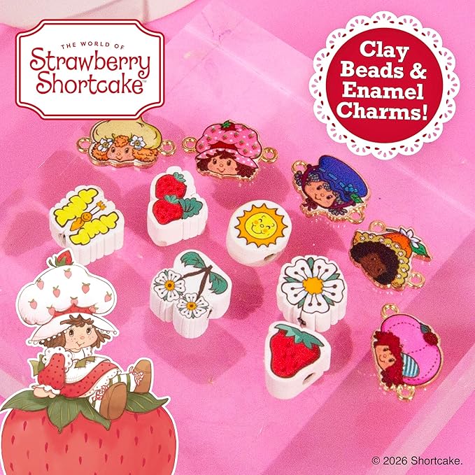 Strawberry Shortcake™ Rainbow Jewelry, DIY Friendship Bracelet Kit, Create Over 15 Accessories, Includes Beads, Metal Charms, Cording, Strawberry-Shaped Bead Case