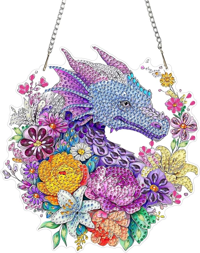 MAXBYE Dragon Hanging Diamond Art Painting Kits for Adults Beginners, DIY 5D Special Shaped Crystal Painting Diamond Kits Hanging Ornament for Gift Home Wall Door Decor