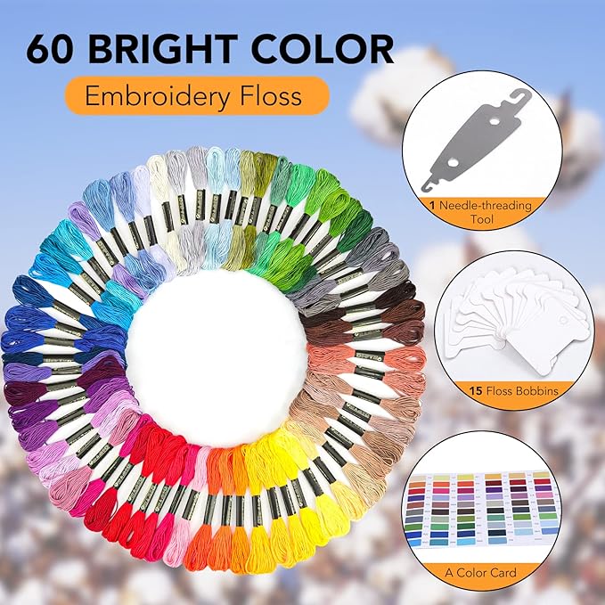 lovimag embroidery thread floss 60 colors skeins friendship bracelet string making bracelets cross stitch kit supplies thin yarn sewing patterns cotton strings crochet braces wrap rainbow crafts