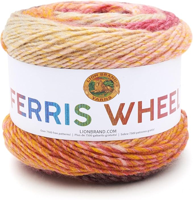 Lion Brand Yarn, Muticolor Ferris Wheel Yarn for Knitting, Crocheting, and Crafts, Cherry on Top, 1 Pack