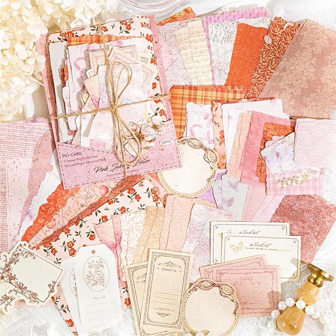 Alideco 400pcs Scrapbook Paper Vintage basic and versatile Scrapbooking Paper for Journaling Supplies, Decorative Craft Paper for Junk Journals (zhijianyouju)