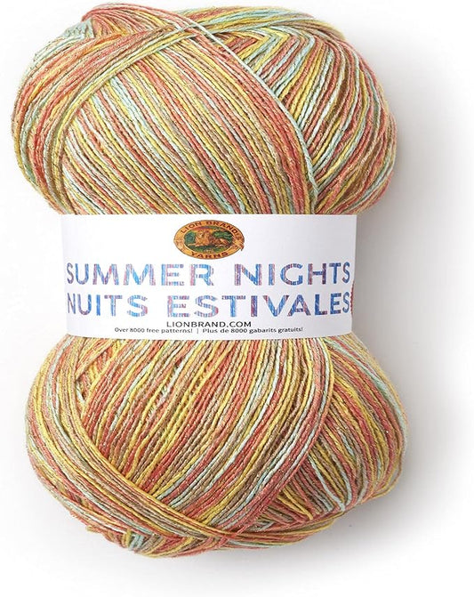 (1 Skein) Lion Brand Yarn 512-312 Summer Nights Bonus Bundle Yarn, Sunset