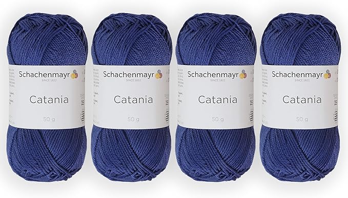 4 Skein/Pack Schachenmayr (SMC) Catania Originals Yarn, Each Ball 1.76 Oz (50gr) / 136 Yards (125 m), 100% Mercerized Cotton for Knitting and Crochet Yarn, Sport Weight, 420 - Monaco