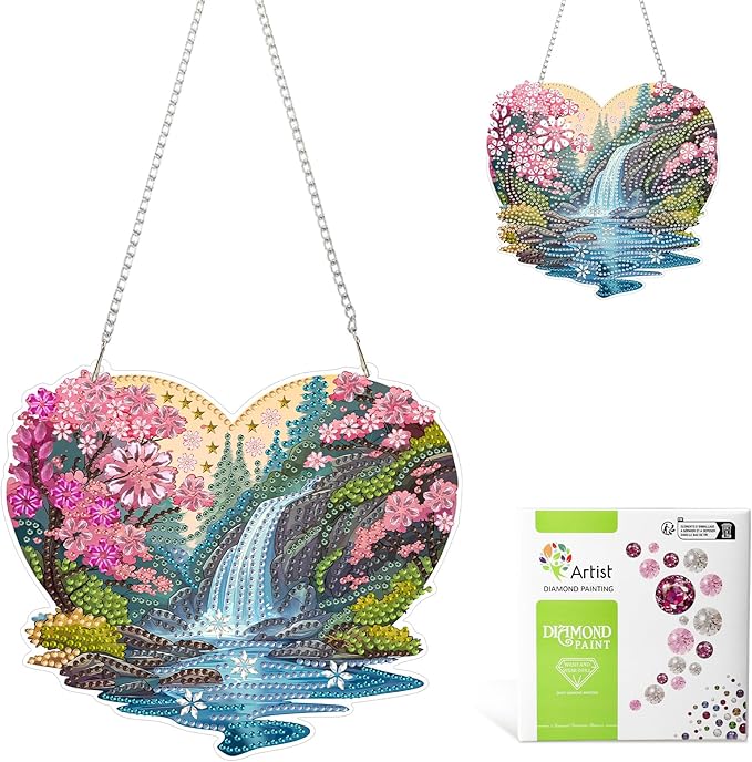 MAXBYE Landscape Diamond Art Kits for Adults Hanging Ornament, DIY Special Crystal Diamond Painting kit, Double Sided Painting Kits for Beginners Gift Wall Home Decoration 8×8 Inch