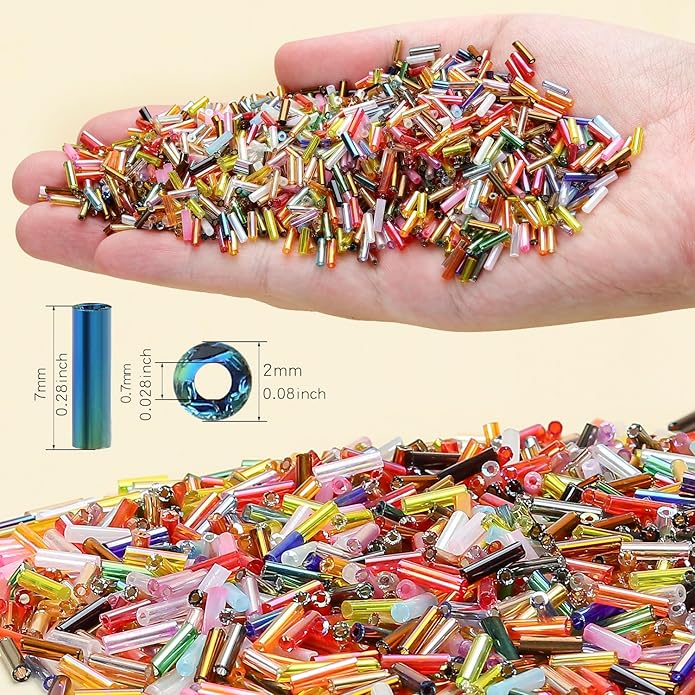 5040Pcs Tube Bead Embroidery Kit, Bugle Beads for Embroidery for Jewelry Making, Crafts, Bracelets, Necklaces, Earrings
