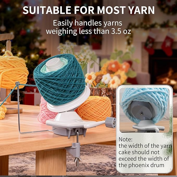 SPEENSUN Yarn Winder, Yarn Spinner, 3.5 OZ Easy-to-Install and Efficiently Yarn Ball Winder with Lower Noise, Yarn Winder Manual for Crochet and Knitting Enthusiast for Yarns Below Size 5