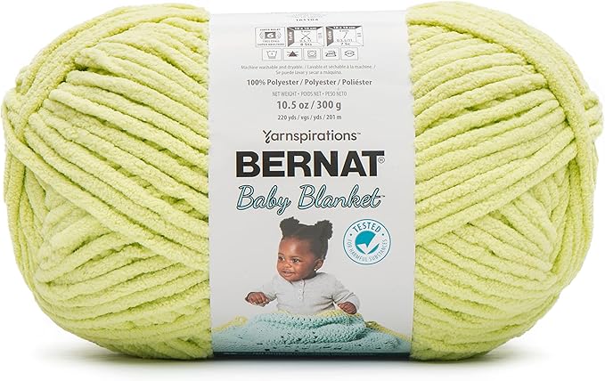 Bernat Baby Blanket BB Lemon Lime Yarn - 2 Pack of 10.5oz/300g - Polyester - #6 Super Bulky - 220 Yards - Knitting/Crochet