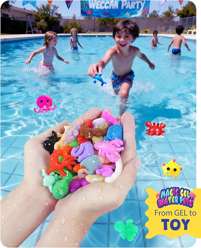 upgraded magic water elf toy kit, 20 gels & 15 molds, craft & art kits for kids age 3+, aqua fairy water gel kit make your own water pets squishy toy, diy squishy maker christmas gift party favors