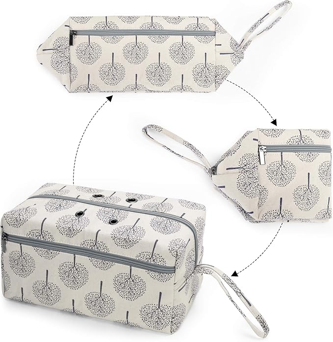 LUXJA Yarn Storage Bag, Carrying Knitting Bag for Yarn Skeins, Crochet Hooks, Knitting Needles (up to 10 Inches) and Other Small Accessories (Large, Trees)