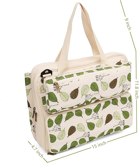 LAVIEVERT Knitting Tote Bag Yarn Storage Bag for Carrying Projects, Knitting Needles, Crochet Hooks and Other Accessories