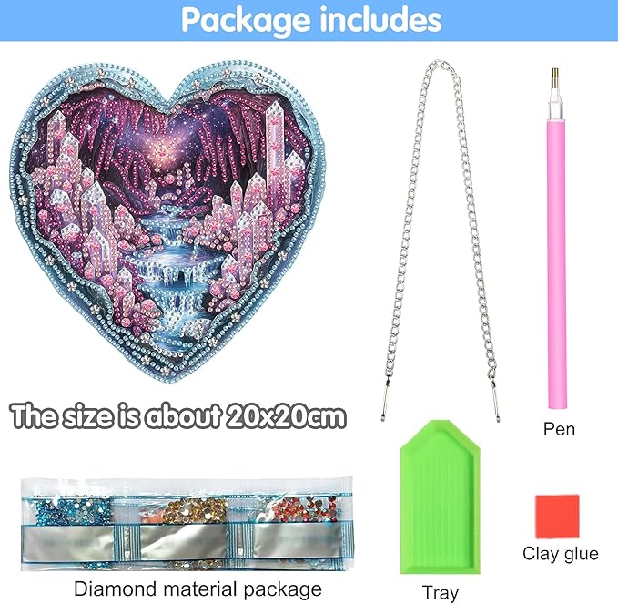 Reofrey Hanging Diamond Art Kits for Adults– 8x8Inch Landscapes Hanging Ornament Acrylic Board Double Sided Pattern Crystal Diamond Art Suncatcher Pendant, for Window Home Decoration Handmade Gift