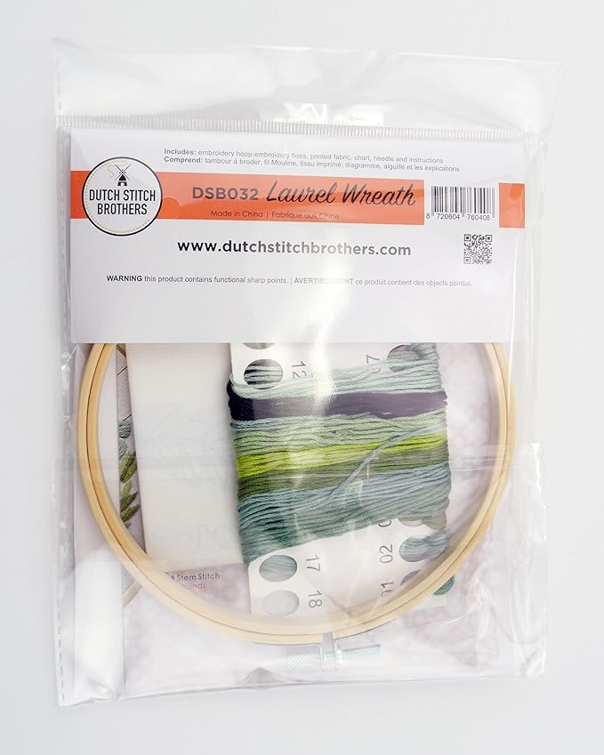 DUTCH STITCH BROTHERS Aspire Embroidery Starter Kit with Pattern and Instructions. Stamped Embroidery Kits with Embroidery Clothes with Pattern. 6" Embroidery Hoop