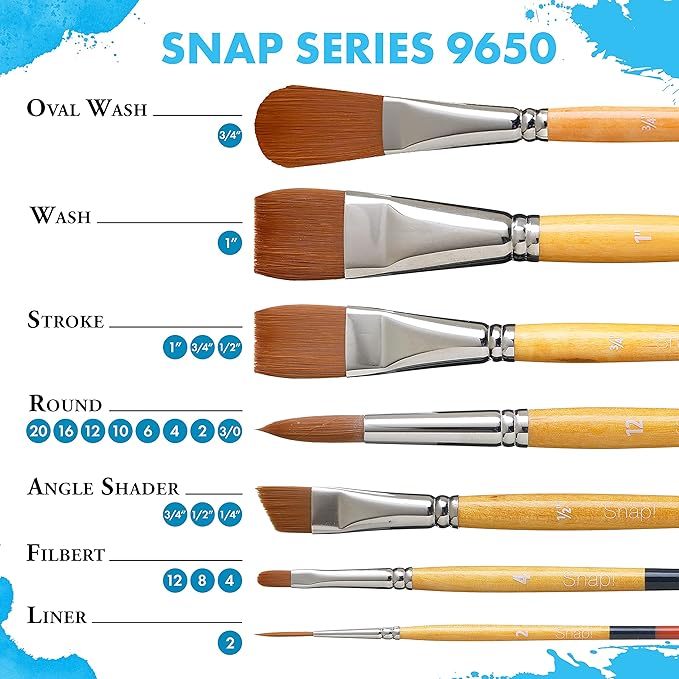 Princeton 9850SET-3 Snap! Paintbrush Set, White