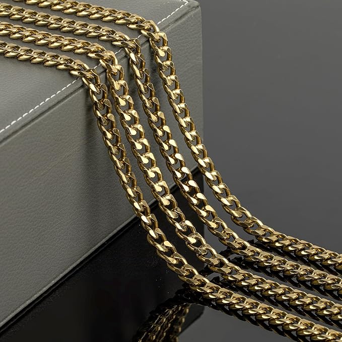 YOUBEIYEE 16.4 Feet Cuban Link Chain for Men Necklace DIY Strong Bronze Plating Aluminum Jewelry Chains Rapper Bracelet DIY Chains Bulk