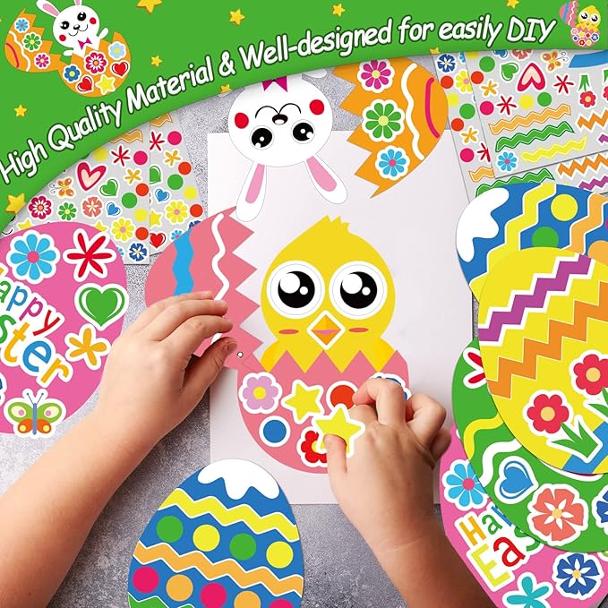 chiazllta 30 PCS Easter Egg Bunny Craft Kits for Paper DIY Easter Chick Egg Rabbit Craft Kits for Home Game Art Activities Party Favors
