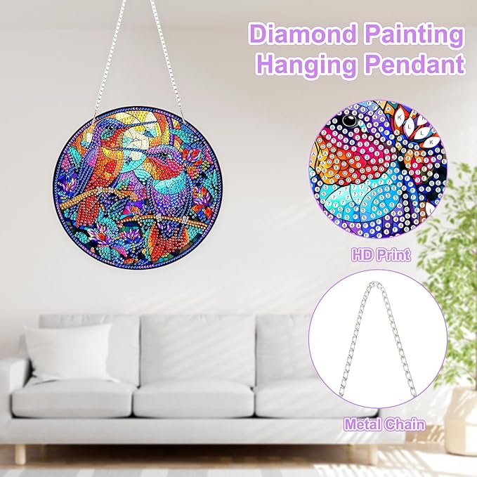 TOSTOG Diamond Art Hanging Kits for Adults, Starfish Diamond Painting for Adults Window Pendant, Special Shape Diamonds Seaside Scenery Diamond Painting Hanging Pendant Kit for Wall Decor Gift