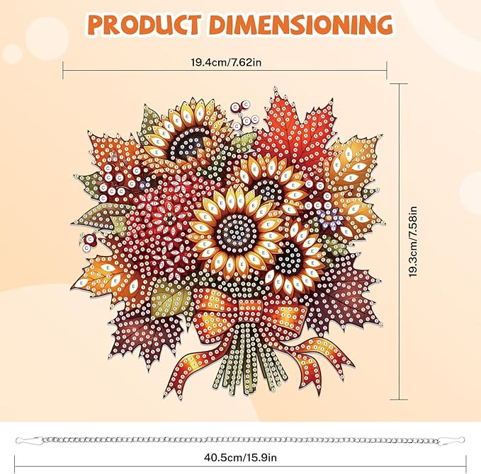 Bowetile Halloween Diamond Art Hanging Kits for Adults, Fall Flowers Diamond Art Suncatchers, 5D Special Shape Diamond Painting Pendant Window Ornament Gifts for Home Door Wall Decor
