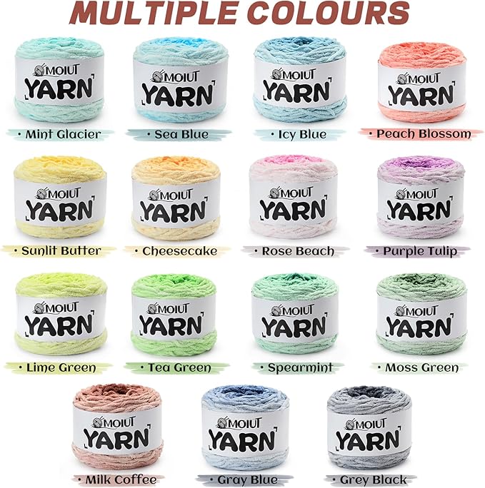 Blanket Perfect Ombre Cake Yarn - Baby Yarn for Crocheting Soft - 3 Pack of 10.6oz/300g - #6 Super Bulky - 197 Yards for Knitting, Crafts & Amigurumi, Chunky Chenille Yarn(3 ICY Blue)