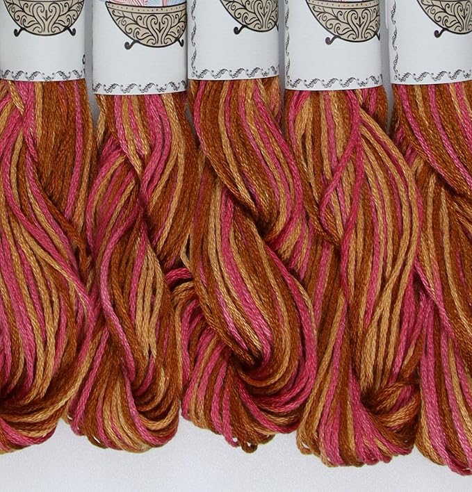 KCS Big skeins of 25 Meters Size 25 Color Variegated Cross Stitch Stranded Threads,6 skeins,4130