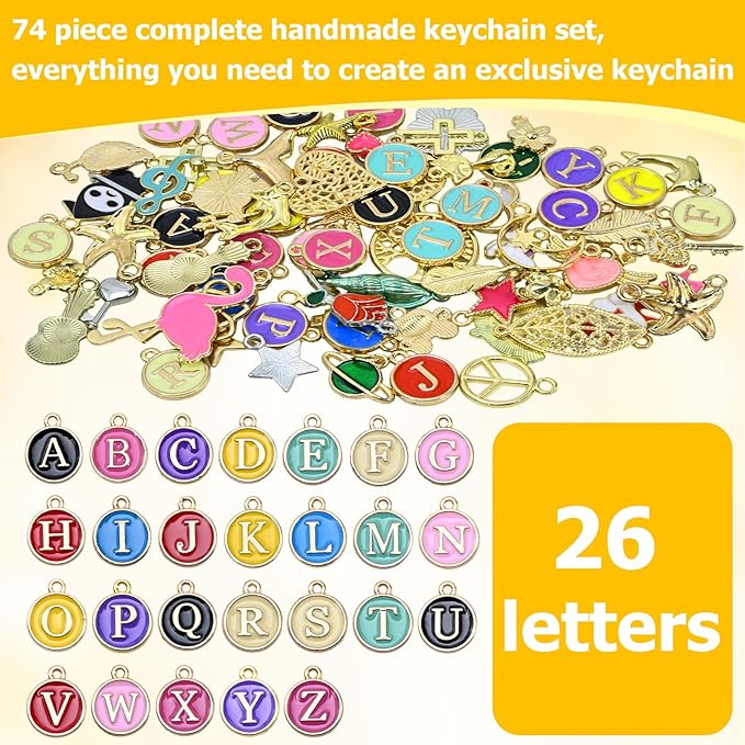 GDGJWL 263-Piece Lip Gloss Keychain Kit, DIY Craft Supplies with Charms, Keychain Hooks, Jump Rings, Lobster Clasps, Chains & Tools, Jewelry Making Kit for Custom Keychains, Bags, and Gifts