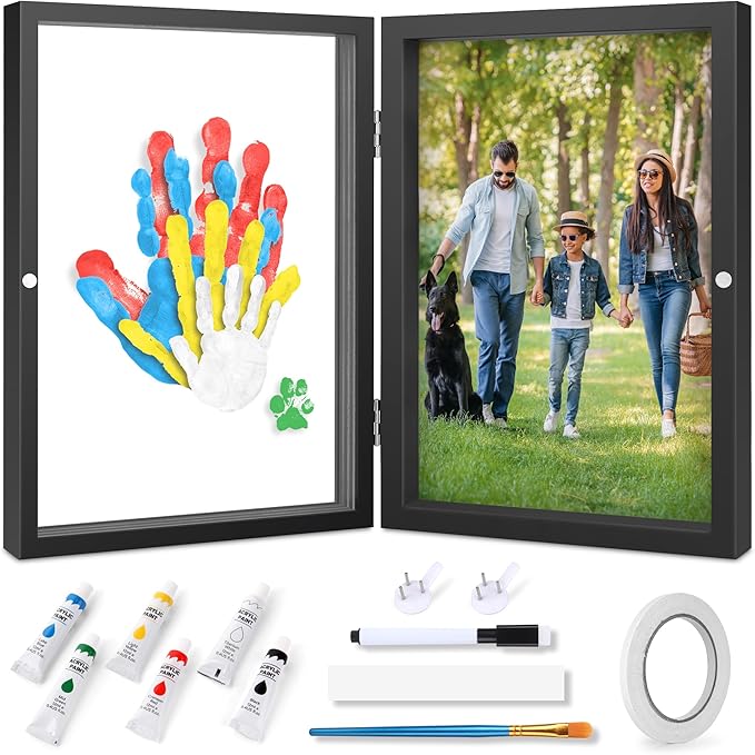 omrhvi family handprint kit, diy craft keepsake photo frame, hand print ornament kits, family gifts for new parents & mom & baby, grandparents, couples, father's day, mother's day, anniversary