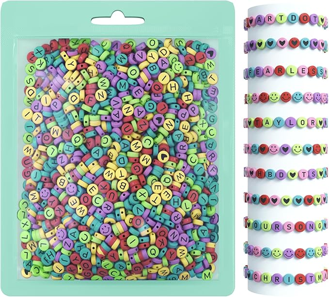 ARTDOT 800 Pieces Assortment Letter Beads for Friendship Bracelets Making Kit, 28 Styles Jewelry Making Supplies Letter Beads Set Preppy Crafts Art