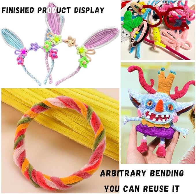 Pipe Cleaners Craft,400PCS Pipe Cleaners Bulk,Juegos para Niños,Craft Supplies,Arts and Crafts,Chenille Stems for DIY Flowers Toys for Ages 8-13,School Supplies for Kids,Stocking Stuffers for Boys