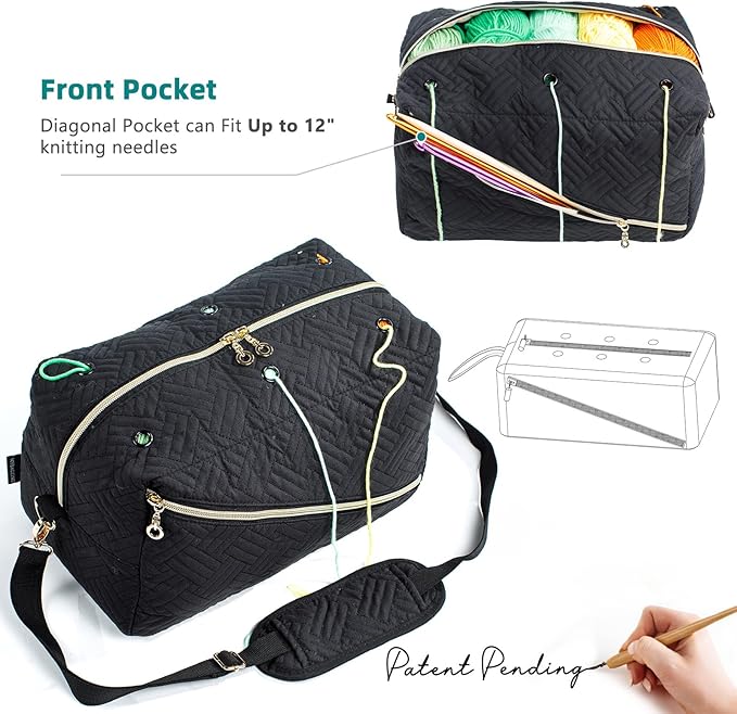 Crochet Bag Organizer - Knitting Bag - Yarn Storage Organizer - Yarn Bag for Crocheting - Yarn Holder for Crochet Accessories, Crocheting & Knitting Gifts