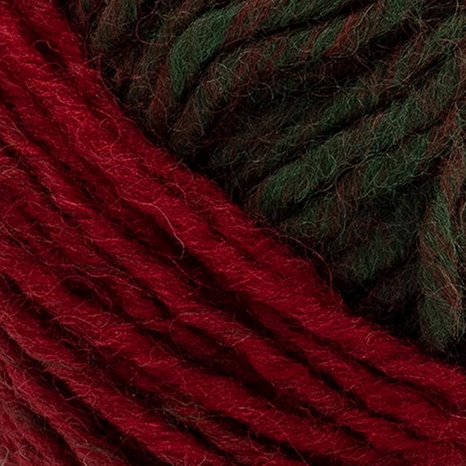 Lion Brand Yarn Scarfie Yarn for Knitting and Crocheting, Deep Red/Dark Green, 3 Pack