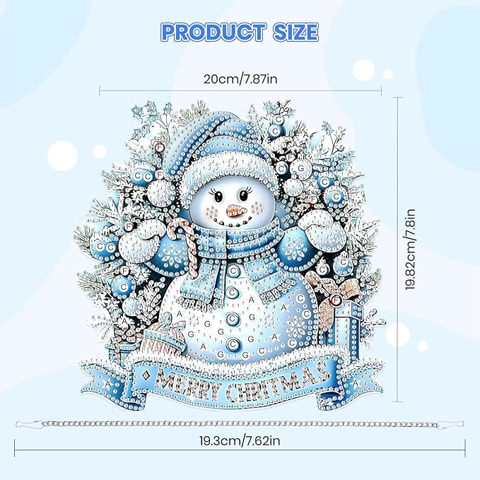 MOGTAA Christmas Diamond Art Hanging Kits for Adults Kids, Christmas Snowman Diamond Art Suncatchers, 5D Special Shape Winter Diamond Painting Window Pendant Kit for Home Garden Wall Decor