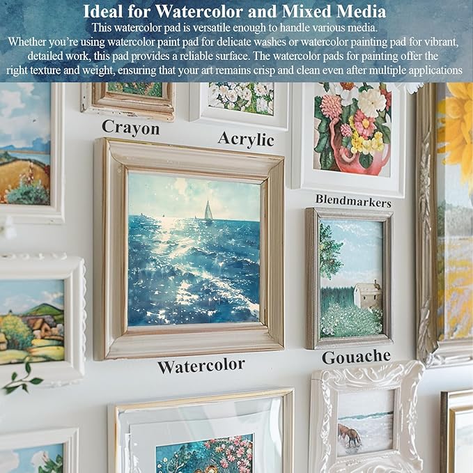 Water Color Sketchbook 5.5 x 8.5, Small Water Color Paper Pad, 30 Sheets (60pages) Cold Pressed Watercolor Paper 140 lb, Watercolor Pads for Painting, Watercolor Supplies for Artists.