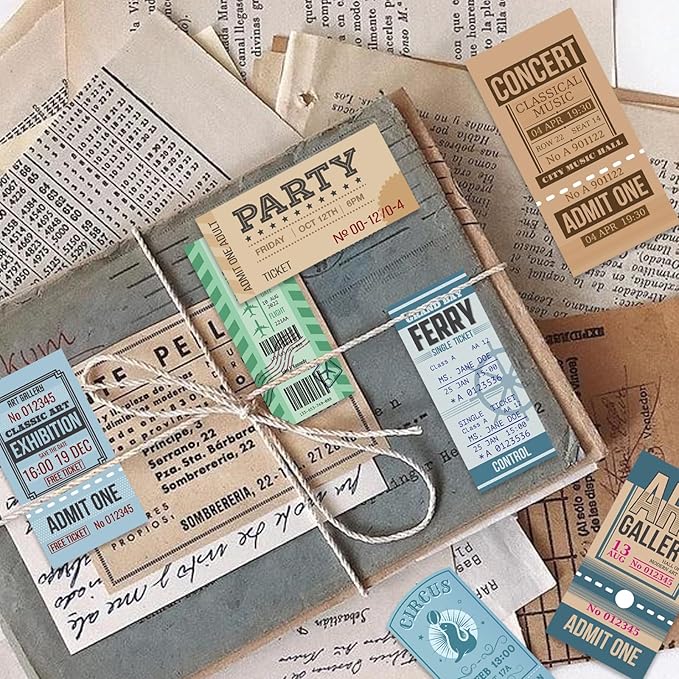 Vintage Stickers, 200 Pcs Scrapbooking Supplies for Bullet Journals, Planners, Letter, Card Album Making, Collage Art, Crafts, Water Bottle