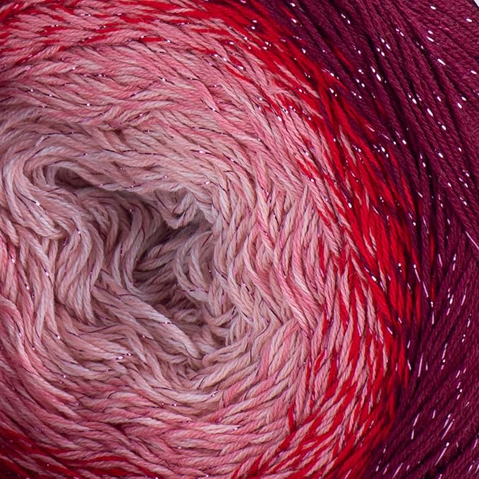 YarnArt Flowers Moonlight – Gradient Cotton Acrylic Yarn with Metallic Lurex, 9.17oz (250g), 1093 Yards – Shiny, Multicolor Cake Yarn for Crochet, Knitting, Shawls & DIY Projects (3269)