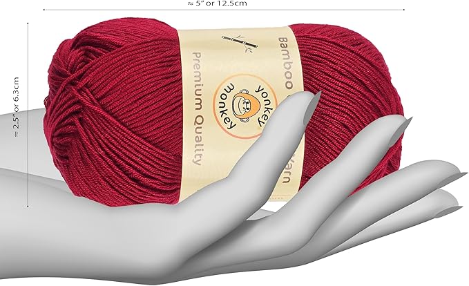 10-Pack of Yonkey Monkey 500 Grams Yarn - 70% Rayon derived from Bamboo, 30% Cotton - Imported - Berry 9032