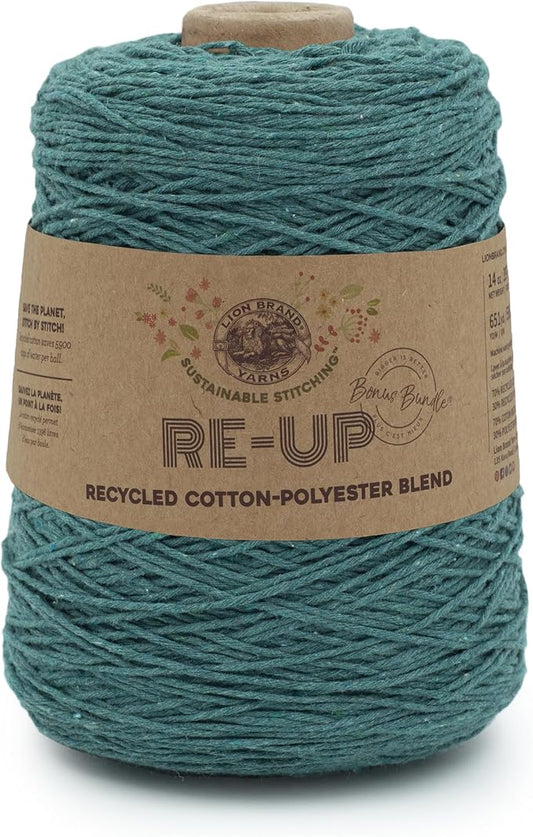 Lion Brand Yarn Re-Up Yarn Bonus Bundle, Sea Glass