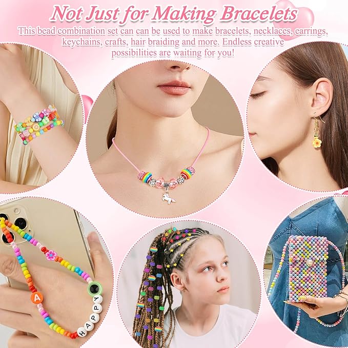 paxcoo 2435pcs bracelet making kit including all kinds of beads for jewelry making, friendship bracelets, necklaces, beading, gifts and diy crafts