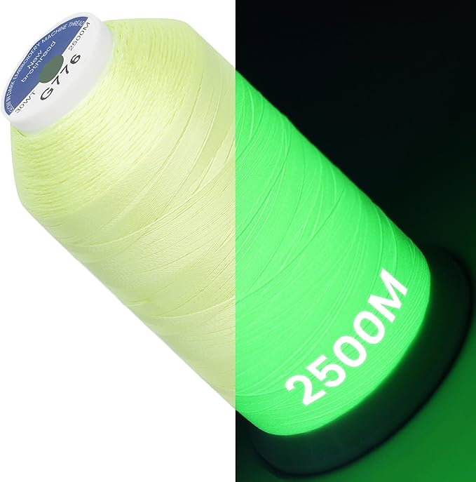 New brothread Single Huge Spool Luminary Glow in The Dark Embroidery Machine Thread Kit 30WT 2500M(2735Y) Each Spool for Embroidery, Quilting, Sewing-G776