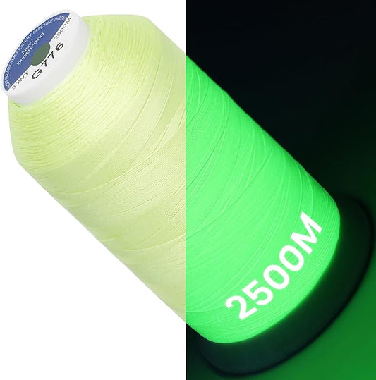 New brothread Single Huge Spool Luminary Glow in The Dark Embroidery Machine Thread Kit 30WT 2500M(2735Y) Each Spool for Embroidery, Quilting, Sewing-G776
