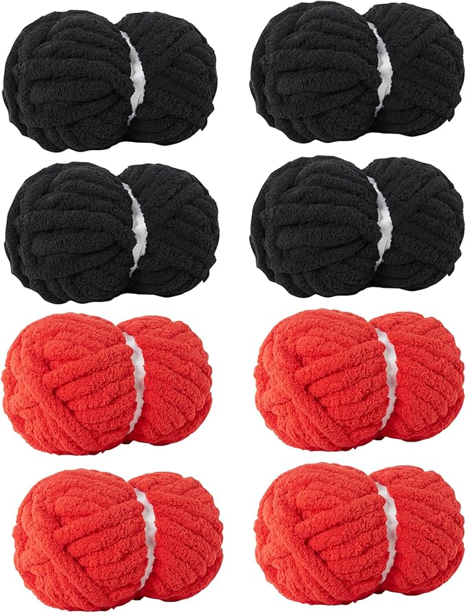 Assorted Chunky Yarn for Hand Knitting Soft Jumbo Bulky Fluffy Chenille Yarn for Crocheting Blanket Scarf DIY 8 Pack(28yds, 8 Ounces Each)