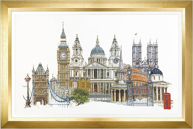 Thea Gouverneur - Counted Cross Stitch Kit - London - Aida - 18 Count - Embroidery Kit for Adults - DMC Embroidery Threads and Other Cross Stitch Supplies Included - 470A