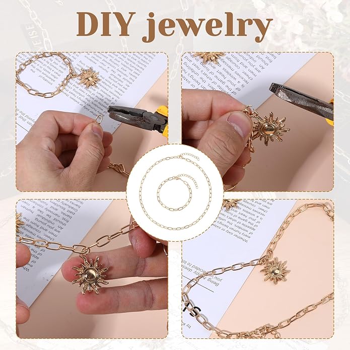 20pcs Charm Necklace Bracelets Making Kit, Paperclip Necklace for Women, Adjustable Charm Bracelet Jewelry Supplies, Stainless Steel Gold Chain with Lobster Clasps for Jewelry Making
