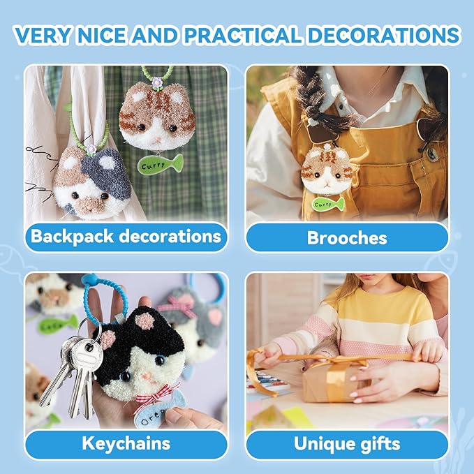 MOREJMTT Punch Needle Kit for Beginners Adults Easy Punch Needle Embroidery Kit,Including Printed Patterns, Needles, Easy to Follow Instructions and Videos(The World of Cats)